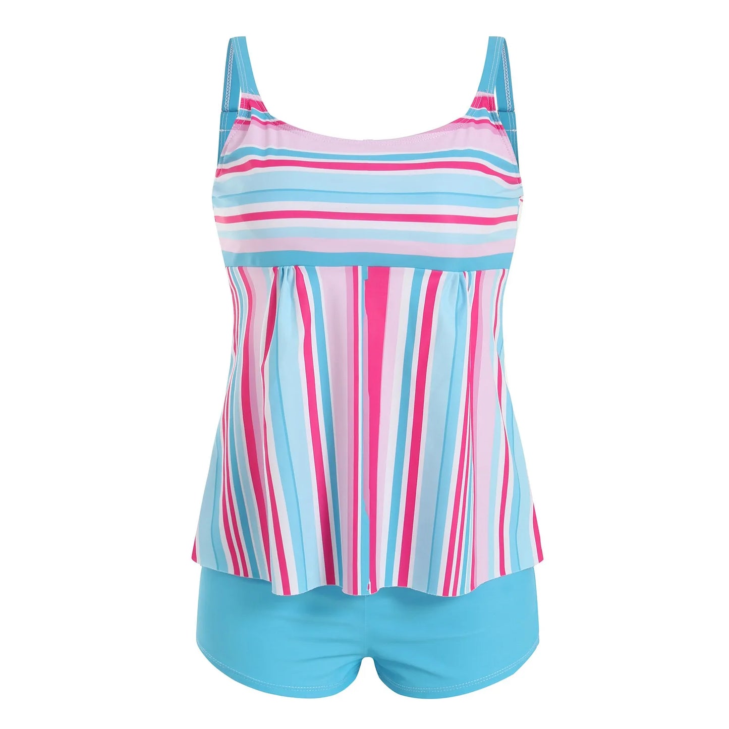 New Plus Size Beach Swimsuit Women Casual Simple Split Fashion Flower Print Swimsuit Full Coverage Bikini Tankini Swimwear