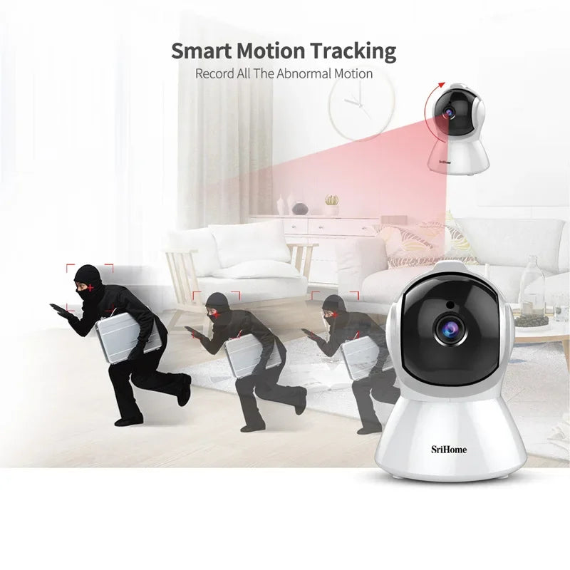 Srihome SH025 AI Body Auto-tracking IP Camera Baby Monitor Mini 1080P Wifi CCTV Camera 2.0MP H.265 Smart Home Indoor Remote View