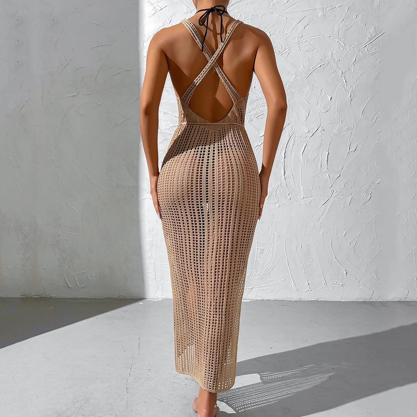 Sarong Beach Wrap Tunics Sexy Beach Bikini Cover-Ups Women Swimwear Dress Cover up Fishnet Crochet Swimsuit Saida De Praia