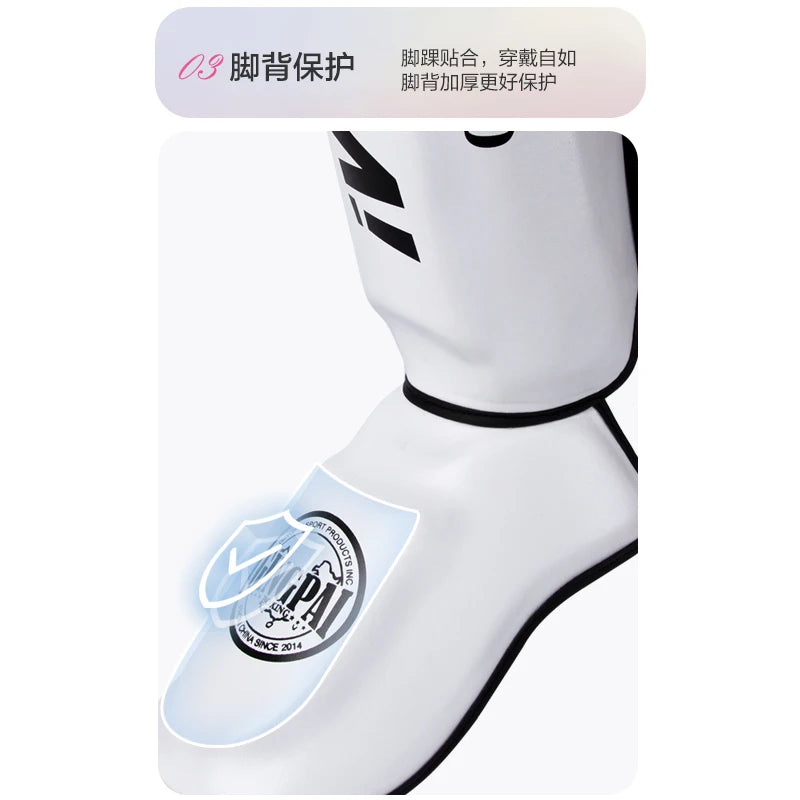1 Pair High-Quality PU Leather Boxing Shin Guards Ankle Protector MMA Muay Thai Training Leg Warmers Light Kicking Shin Pads
