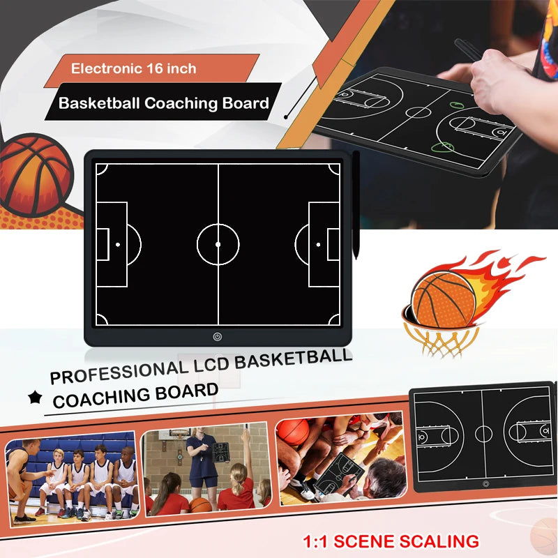 8.5/16' Electronic Basketball Tactics Board Coaching Board Portable Train Digital Strategy Marker Board Used for Sports Training
