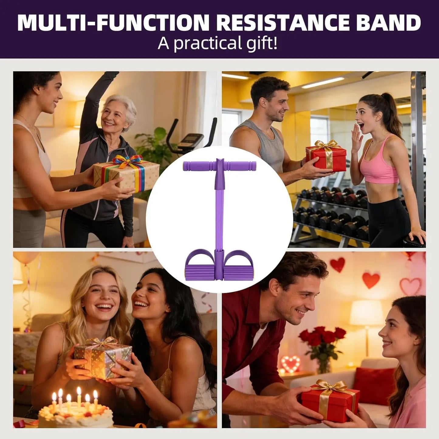 4-Tube & 6-Tube Resistance Band Set Multi-Function Tension Rope Yoga Pedal Puller for Gym Fitness And Strength Training Exercises