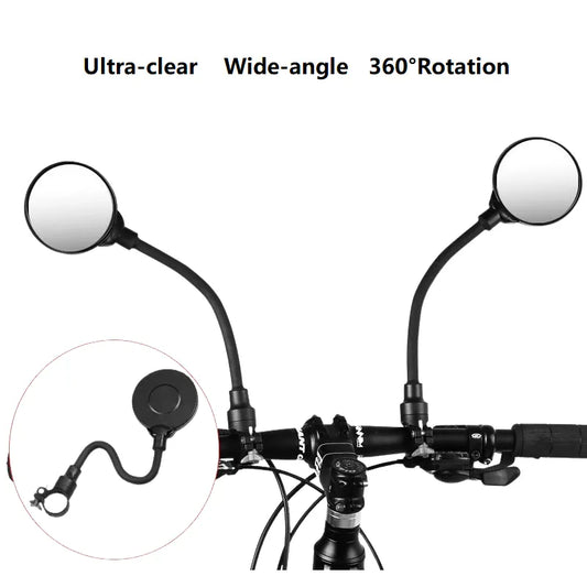 Bicycle Rearview Handlebar Mirrors 360 for Mountain Road Bike Motorcycle Bendable Hose Adjustable Rearview Mirror