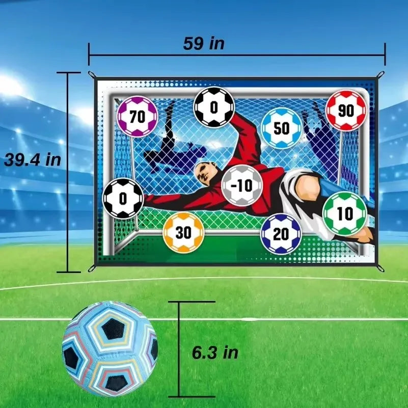 Football Play Set for Children Football Play Mat Set Foldable Flannel Football Goal with Rating Numbers and Adhesive Football