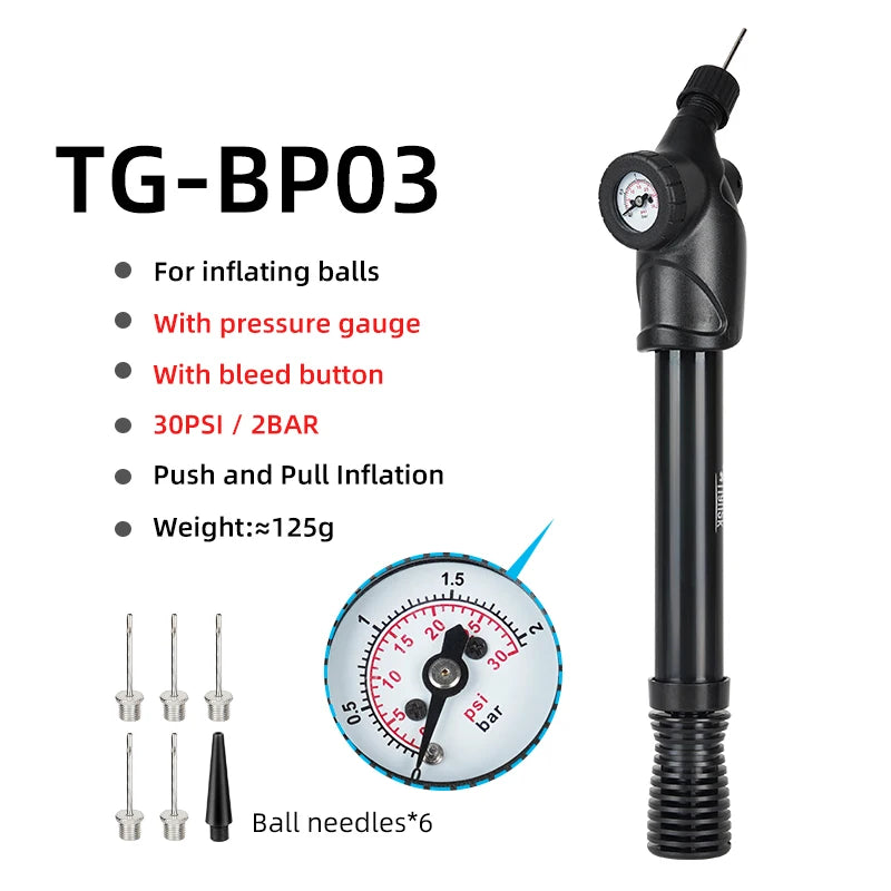 Tigerisk Ball Pump Dual Action Hand Pump Inflator Portable Basketball Pump Football Volleyball Pump With Ball Needle