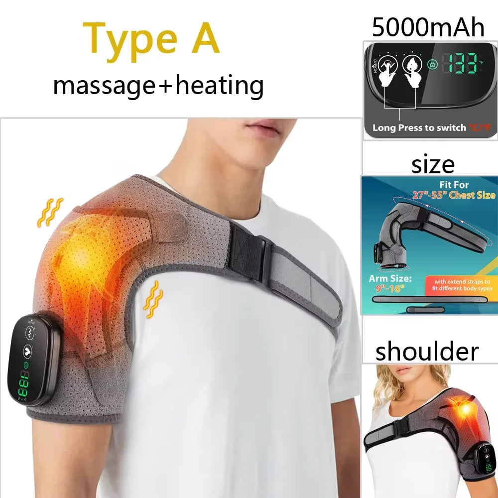 Vibration Shoulder Steamer Belt Heated Shoulder Warmer Massager Electric Fomentation Smart Massage Machine Temperature Adjust