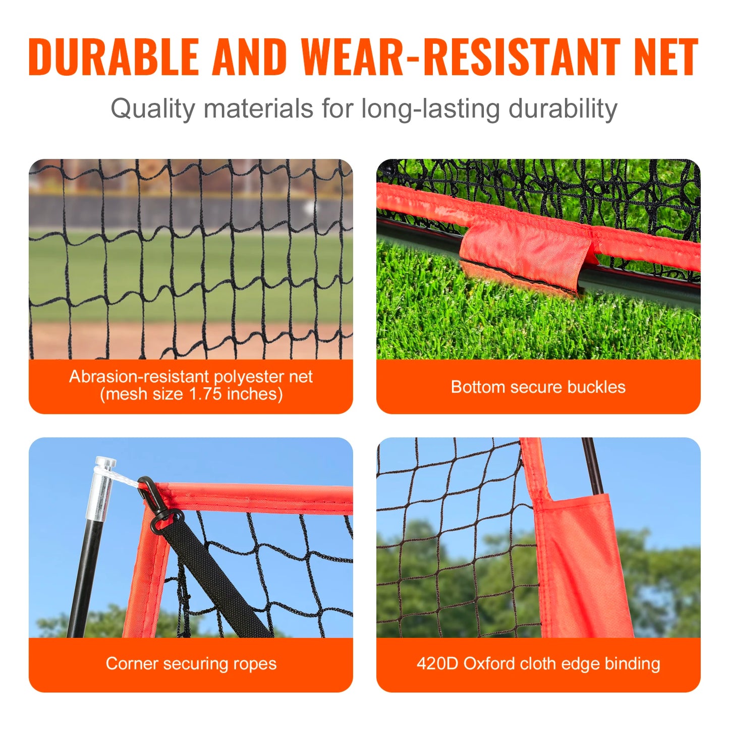 VEVOR 7x7 ft Baseball Softball Practice Net, Portable Baseball Training Net for Hitting Batting Catching Pitching