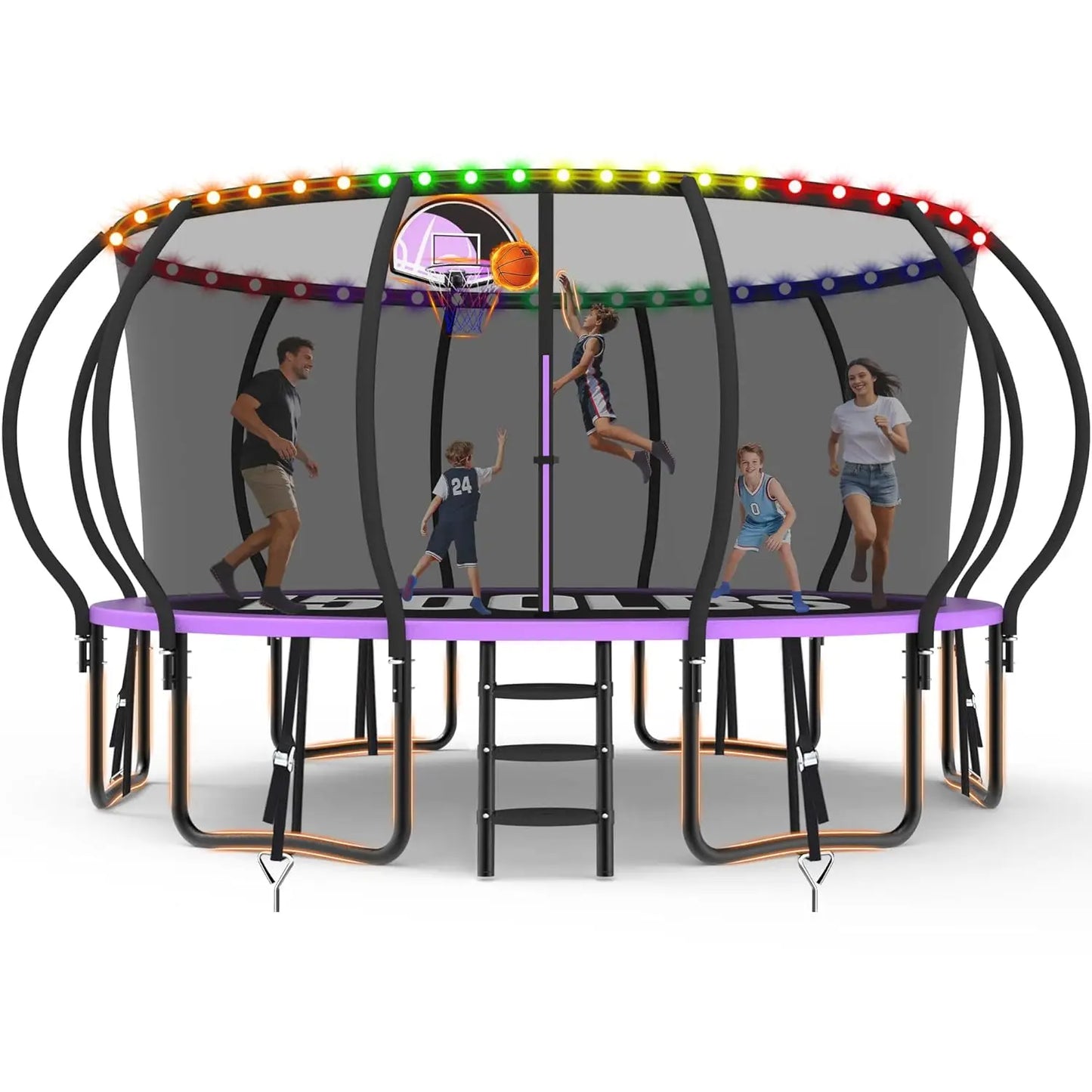 【Upgrade】 Outdoor Tranpoline for Kids, 16FT 15FT 14FT 12FT 10FT 8FT 1500LBS Recreational Tranpoline with Basketball, Customized