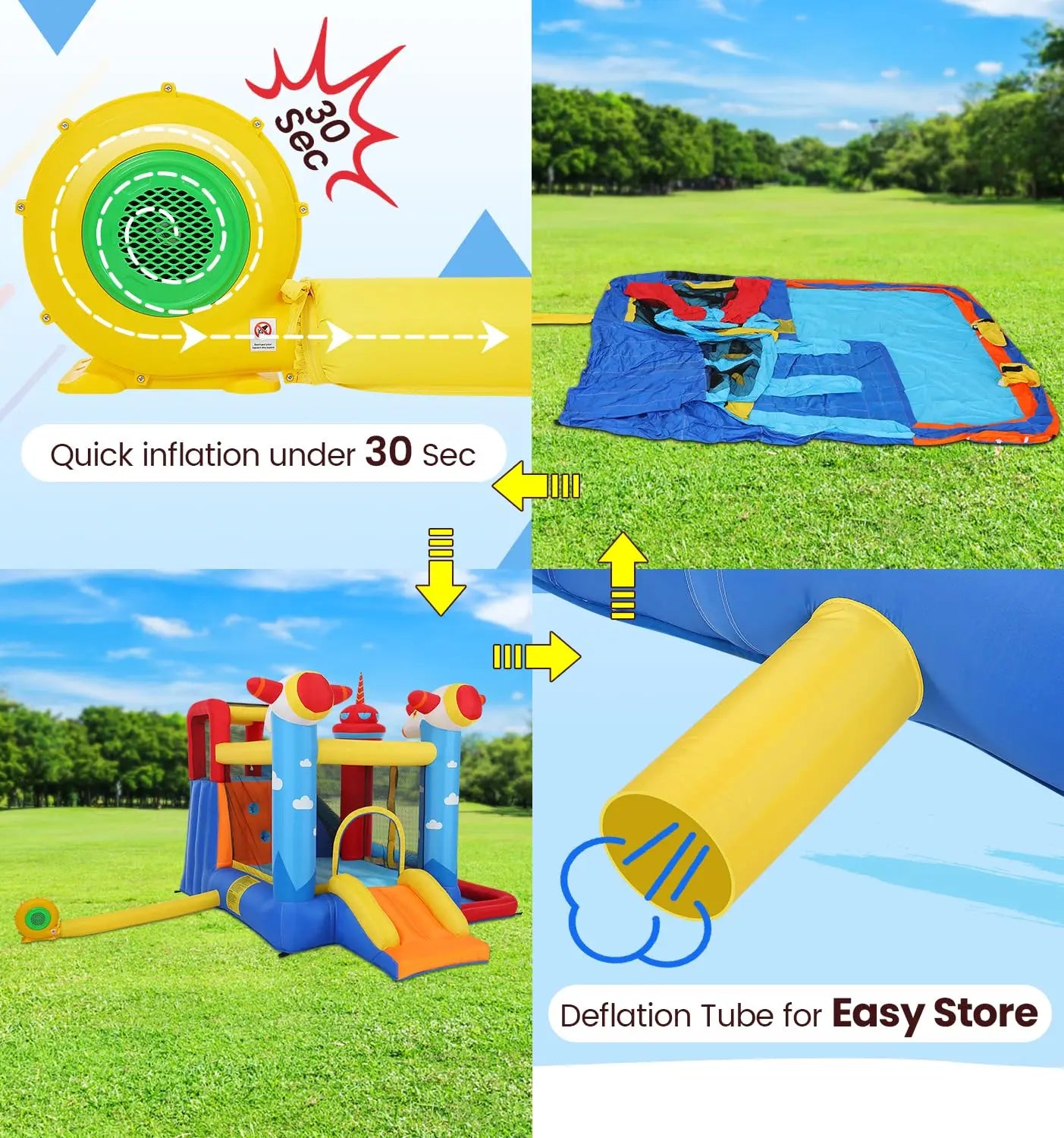 Inflatable Bounce House Water Slide, 7-in-1 Bouncy Castle Combo Water Pool & Bouncing Area & Slides & Basketball, Customized