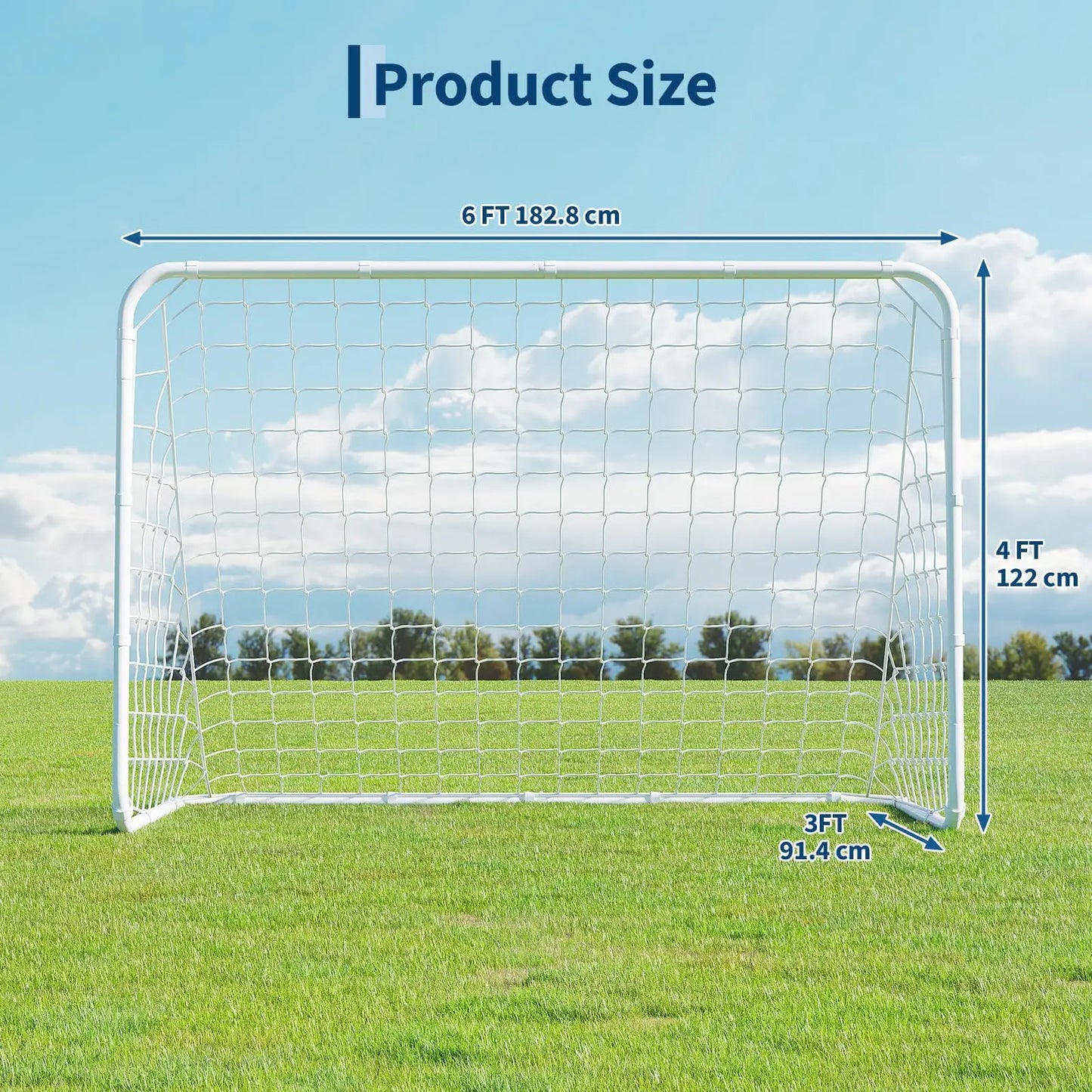 6x4ft Portable Soccer Goal Foldable Backyard Soccer Net Heavy Duty Steel Frame Pop-Up Training Equipment With Carry Bag