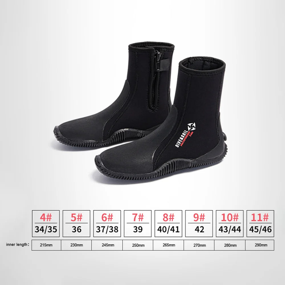 5MM Neoprene Diving Boots Non-slip Beach Water Boots Unisex Waterproof Snorkeling Fin Sock Wetsuit Water Shoes For Water Sport