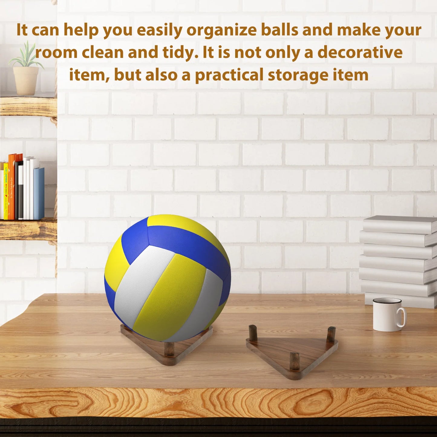 Walnut Wood Ball Stand Multifunctional Display Accessories Basketball Stand Decorative Ball Holder Stand for Football Soccer