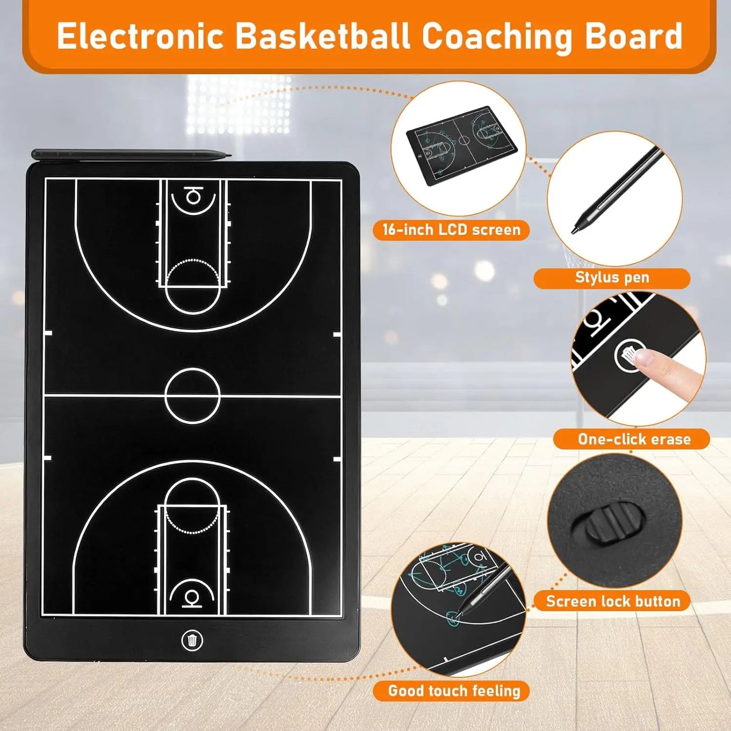 8.5/16' Electronic Basketball Tactics Board Coaching Board Portable Train Digital Strategy Marker Board Used for Sports Training
