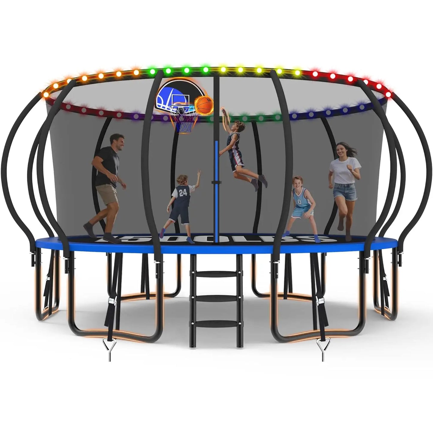 【Upgrade】 Outdoor Tranpoline for Kids, 16FT 15FT 14FT 12FT 10FT 8FT 1500LBS Recreational Tranpoline with Basketball, Customized