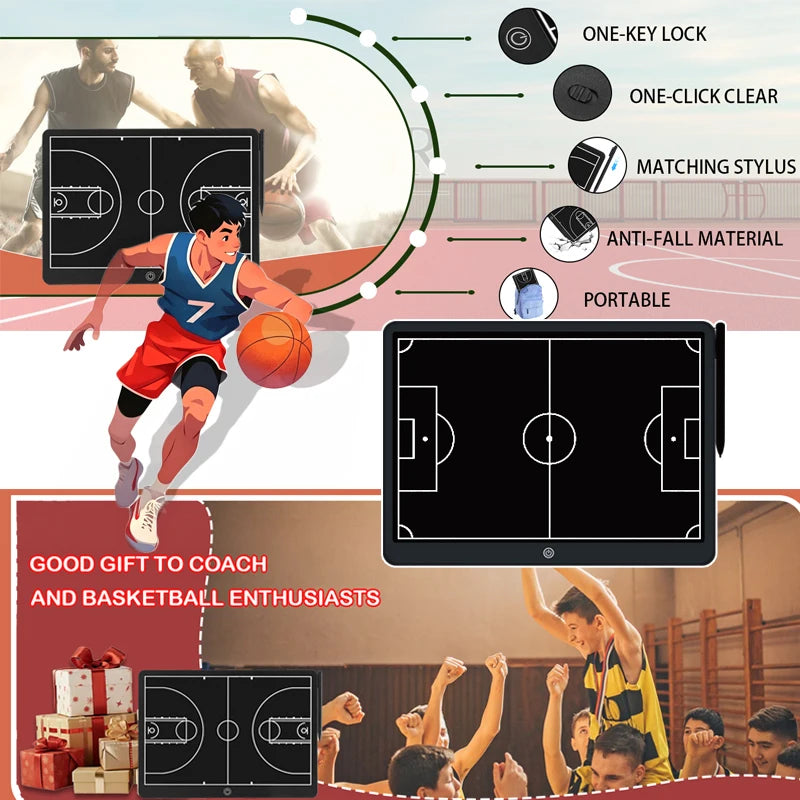 8.5/16' Electronic Basketball Tactics Board Coaching Board Portable Train Digital Strategy Marker Board Used for Sports Training