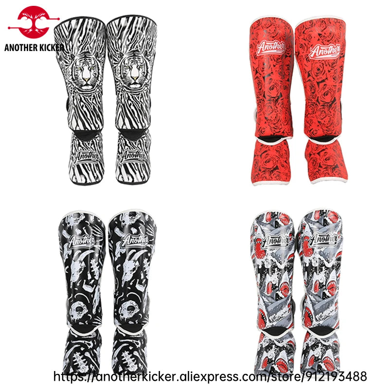 Muay Thai Shin Guards Men Women MMA Training Kickboxing Striking Sparring Shinguards Boxing Leg Guards with Instep Protection