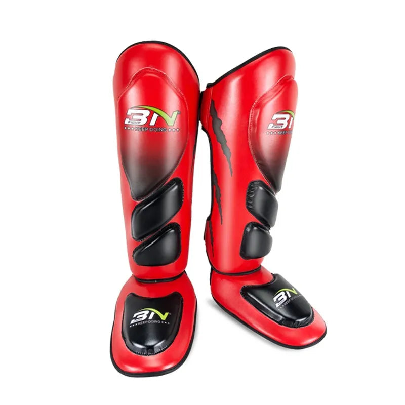 BN Thicker Muay Thai Boxing Shin Guards KickBoxing EVA Full Protection Sanda Kick Leg Warmers Shin Pads Taekwondo Ankle Guard