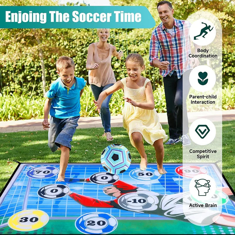 Football Play Set for Children Football Play Mat Set Foldable Flannel Football Goal with Rating Numbers and Adhesive Football