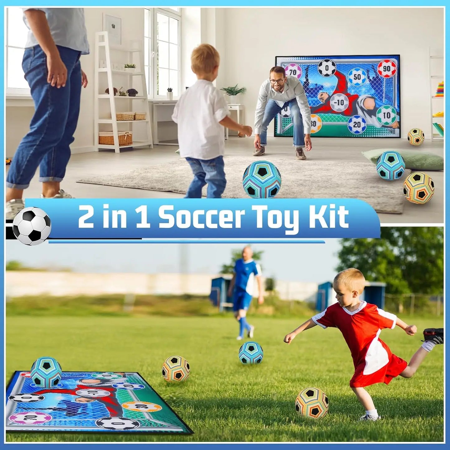 Soccer Game Mat Set Outdoor Indoor Soccer Toys Multiplayer Competitive Soccer Games Children Football Goal Training Boy Gifts