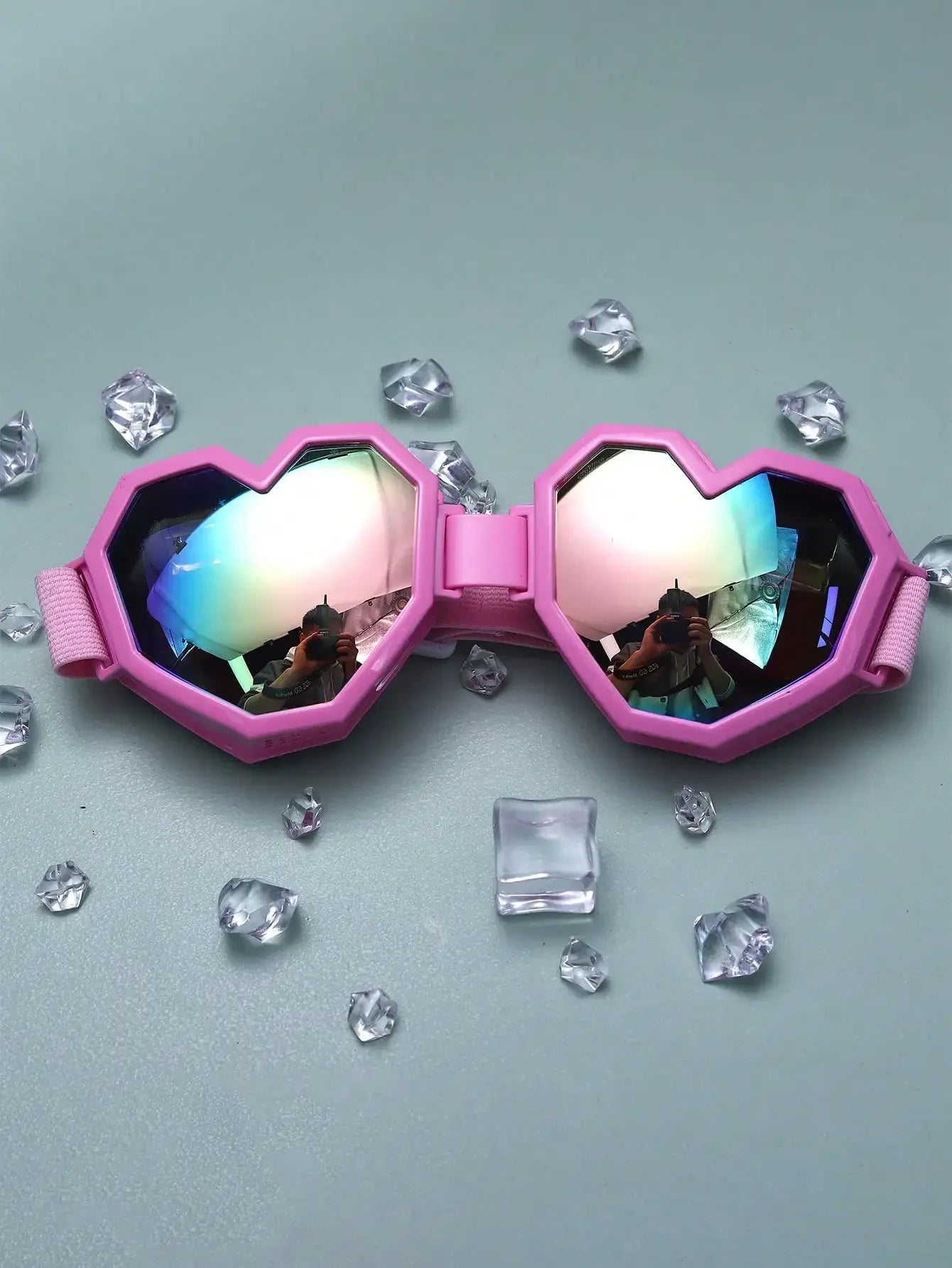 1 Pair Oversized Heart-Shaped Fashion Goggles, Personalized Y2K Goggles Suitable For Sports, Beach Activities, Women's Glasses, Basic Autumn/Winter Outfit, Business Casual, Valentine's Day Gift, Summer Beach Vacation, Outdoor