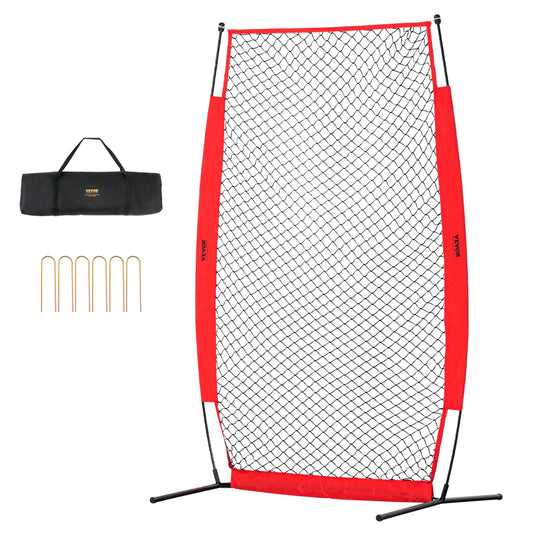 SucceBuy Baseball Screen for Batting CageBaseball & Softball Safety Screen Body Protector Portable Batting Screen Bag Red Black