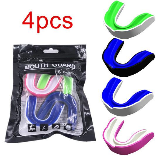 4 pieces; mouthguard suitable for long stick hockey, basketball, karate, martial arts, rugby, boxing, mixed martial arts