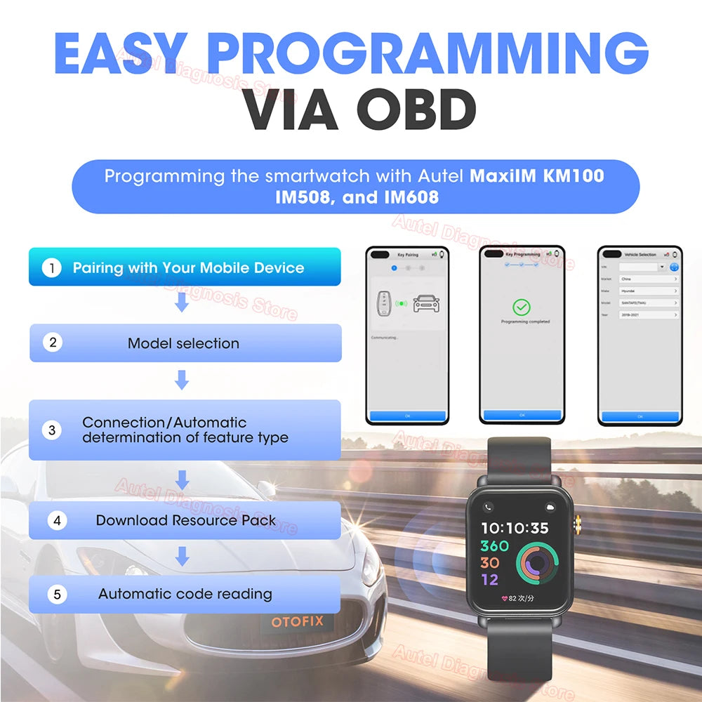 2024 OTOFIX Smart Watch Car Key Programming Watches Outdoor Sports Fitness Bracelet Blood Pressure SpO2 Detection Smartwatch