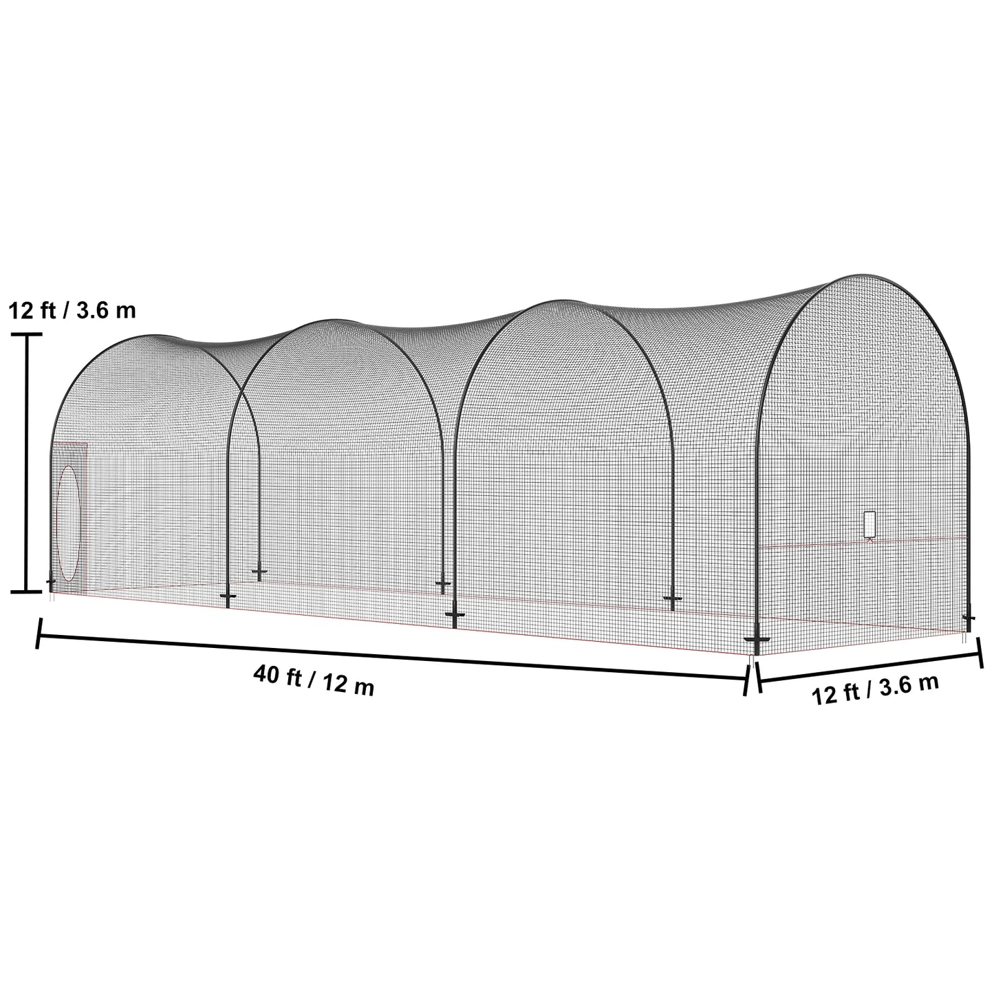 SucceBuy 12/22/33/40FT Baseball Batting Cage Portable Cage Net with Carry Bag Heavy Duty Enclosed Cage Backyard Training