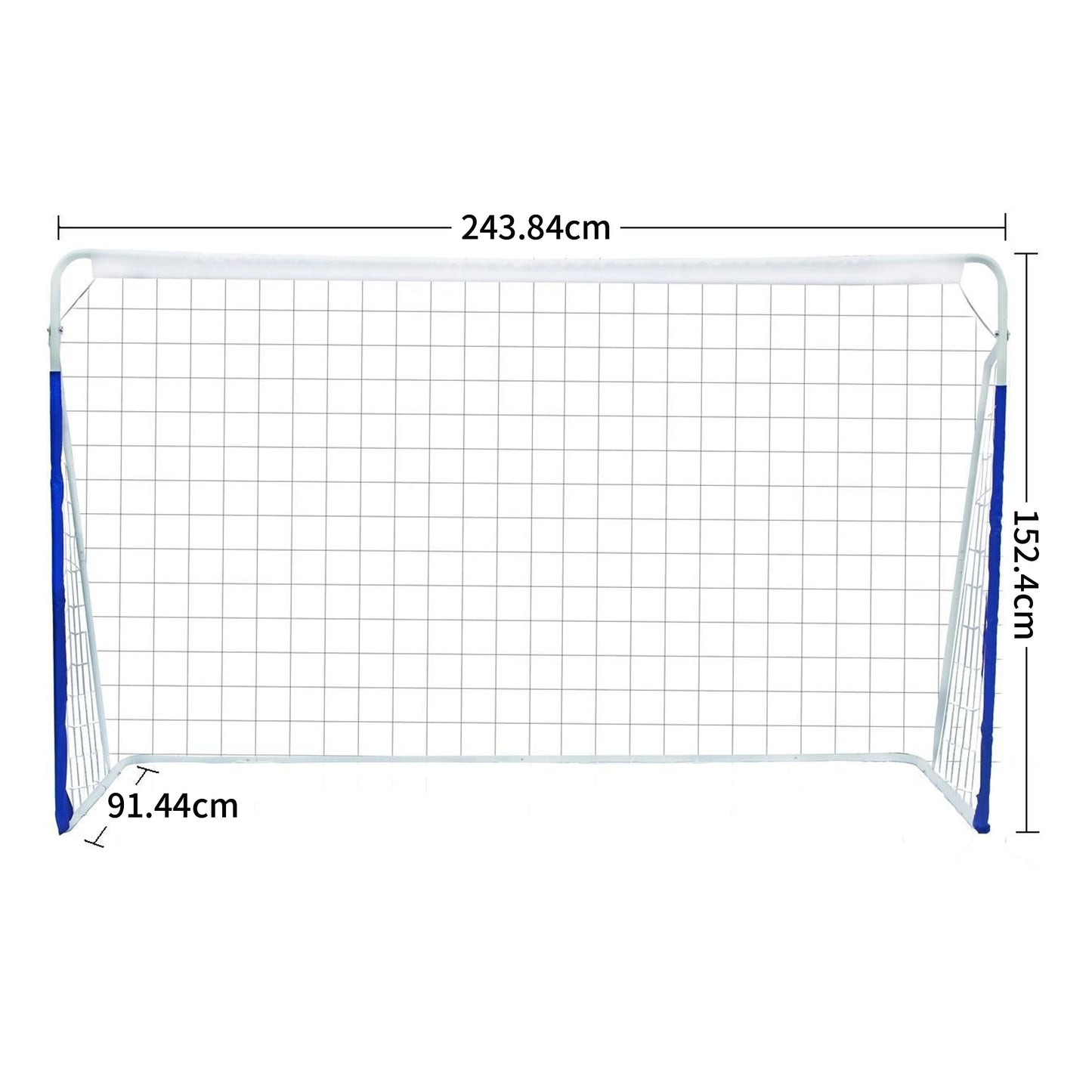 Football Goal,Metal Football Post Frame Set Easy To Assemble Complete With Net And Carry Bag 243.84x 152.4x 91.44cm For Youth