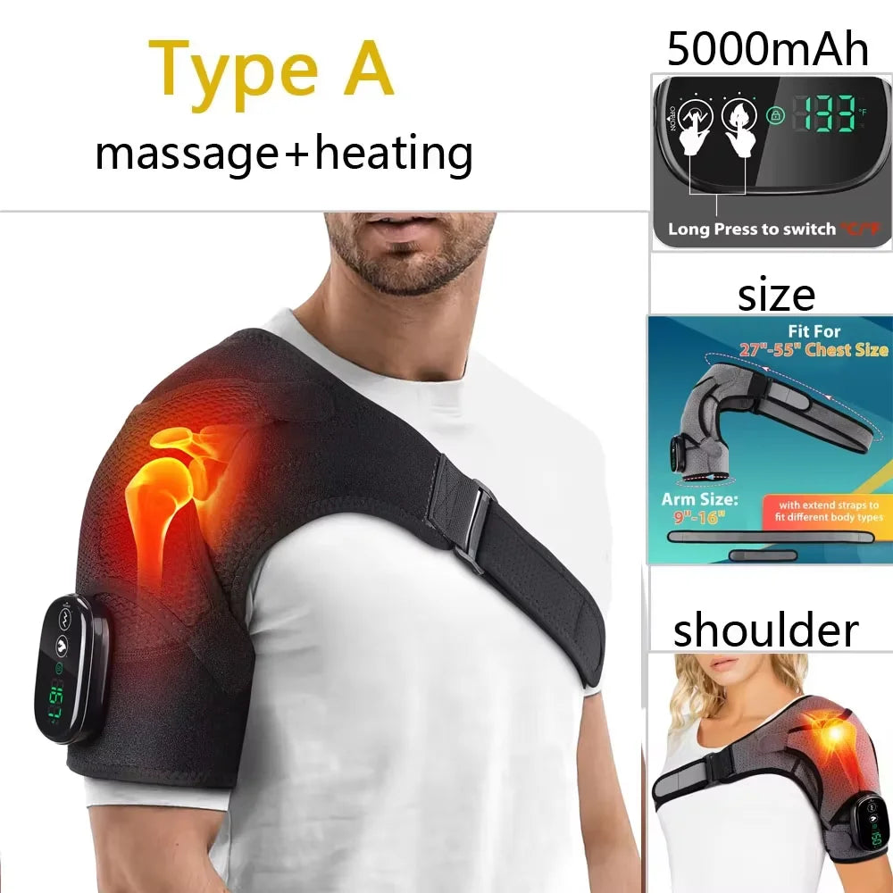 Vibration Shoulder Steamer Belt Heated Shoulder Warmer Massager Electric Fomentation Smart Massage Machine Temperature Adjust