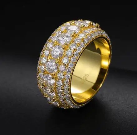 Luxury VVS1 3 Row 11mm Width Moissanite Ring In S925 Silver Ring Hip Hop Jewelry Pave Setting With Certificate Fine Jewlery Gift