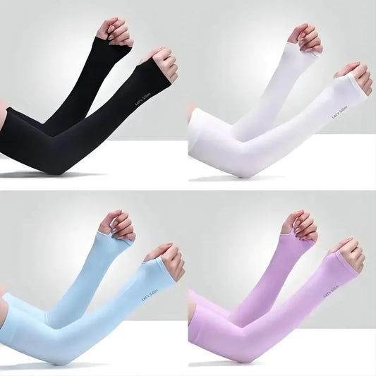 Ice Silk Cool Anti-UV Arm Sleeves Unisex Sun Protection Breathable Covers for Car Driving Motorcycle Cycling