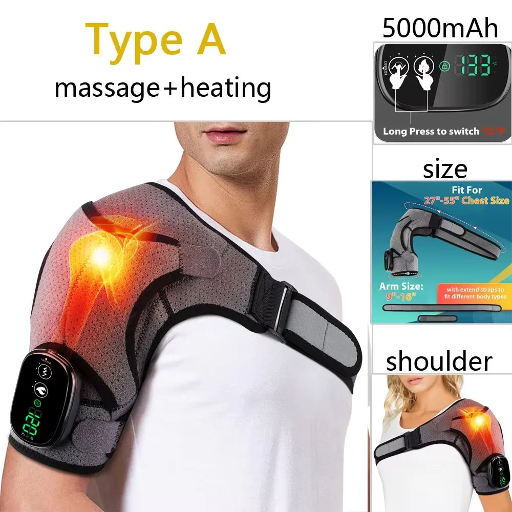 Vibration Shoulder Steamer Belt Heated Shoulder Warmer Massager Electric Fomentation Smart Massage Machine Temperature Adjust