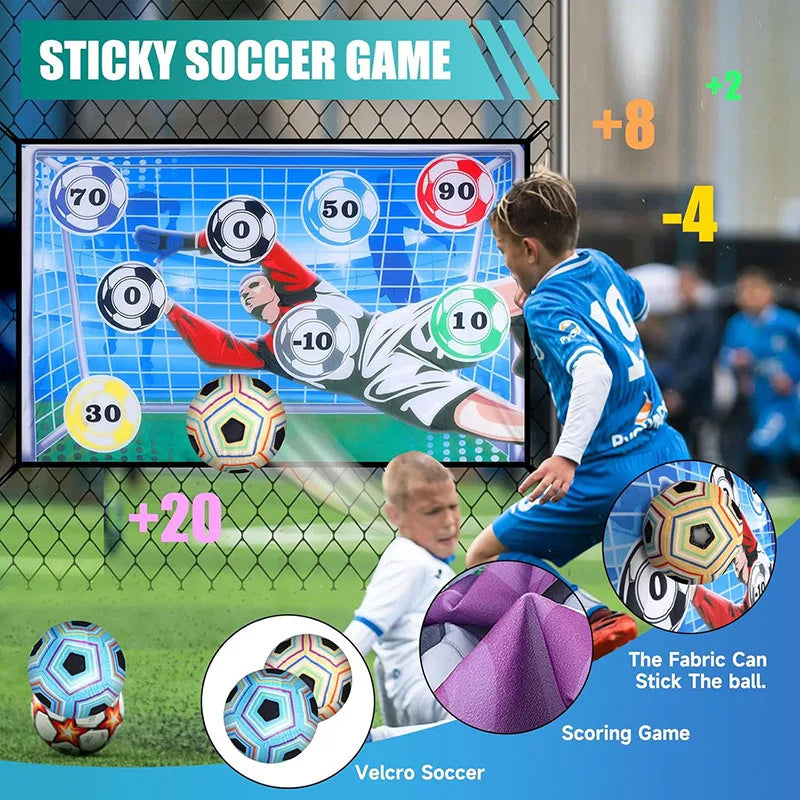 Football Play Set for Children Football Play Mat Set Foldable Flannel Football Goal with Rating Numbers and Adhesive Football
