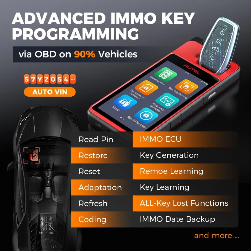 Autel MaxiIM KM100 Key Fob Programmer Immobilizer Tool Key Creation IMMO Learning Chip Read Write Cloning Frequency Detection