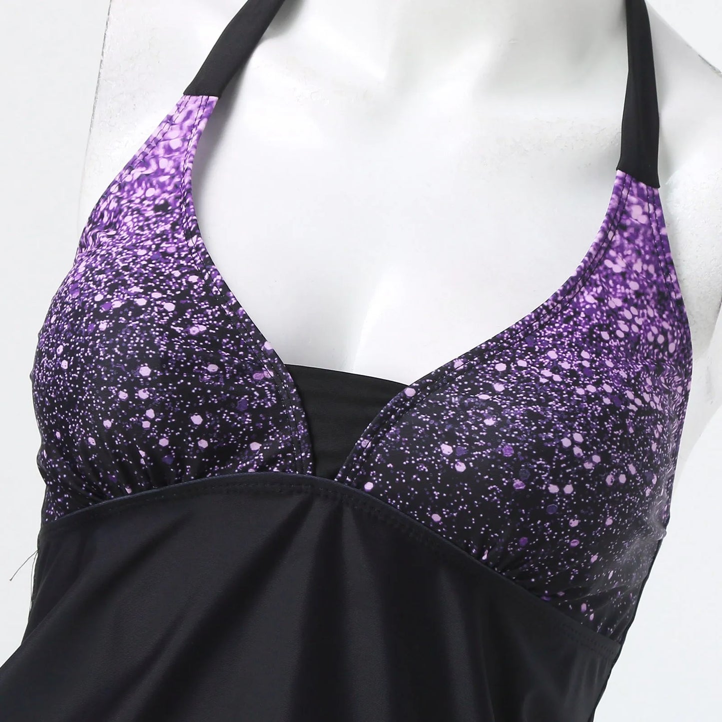 Women'S Split Swimwear Three Pieces High Waisted Green White Blue Golden Backless Swimsuit V Neck Push Up Bra With Sequin