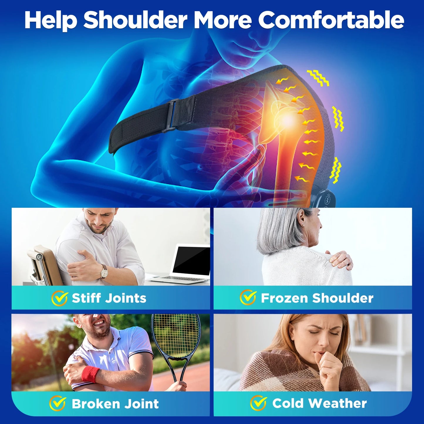 Vibration Shoulder Steamer Belt Heated Shoulder Warmer Massager Electric Fomentation Smart Massage Machine Temperature Adjust