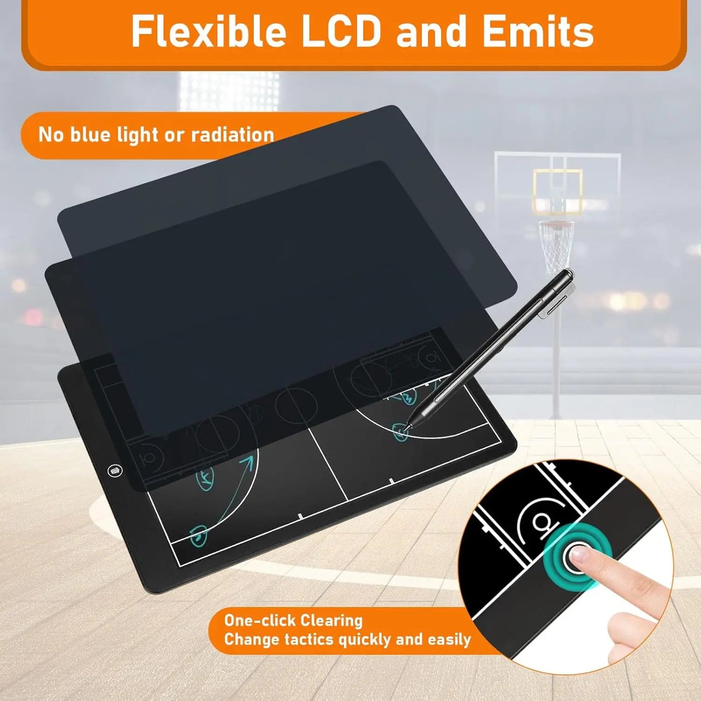 8.5/16' Electronic Basketball Tactics Board Coaching Board Portable Train Digital Strategy Marker Board Used for Sports Training