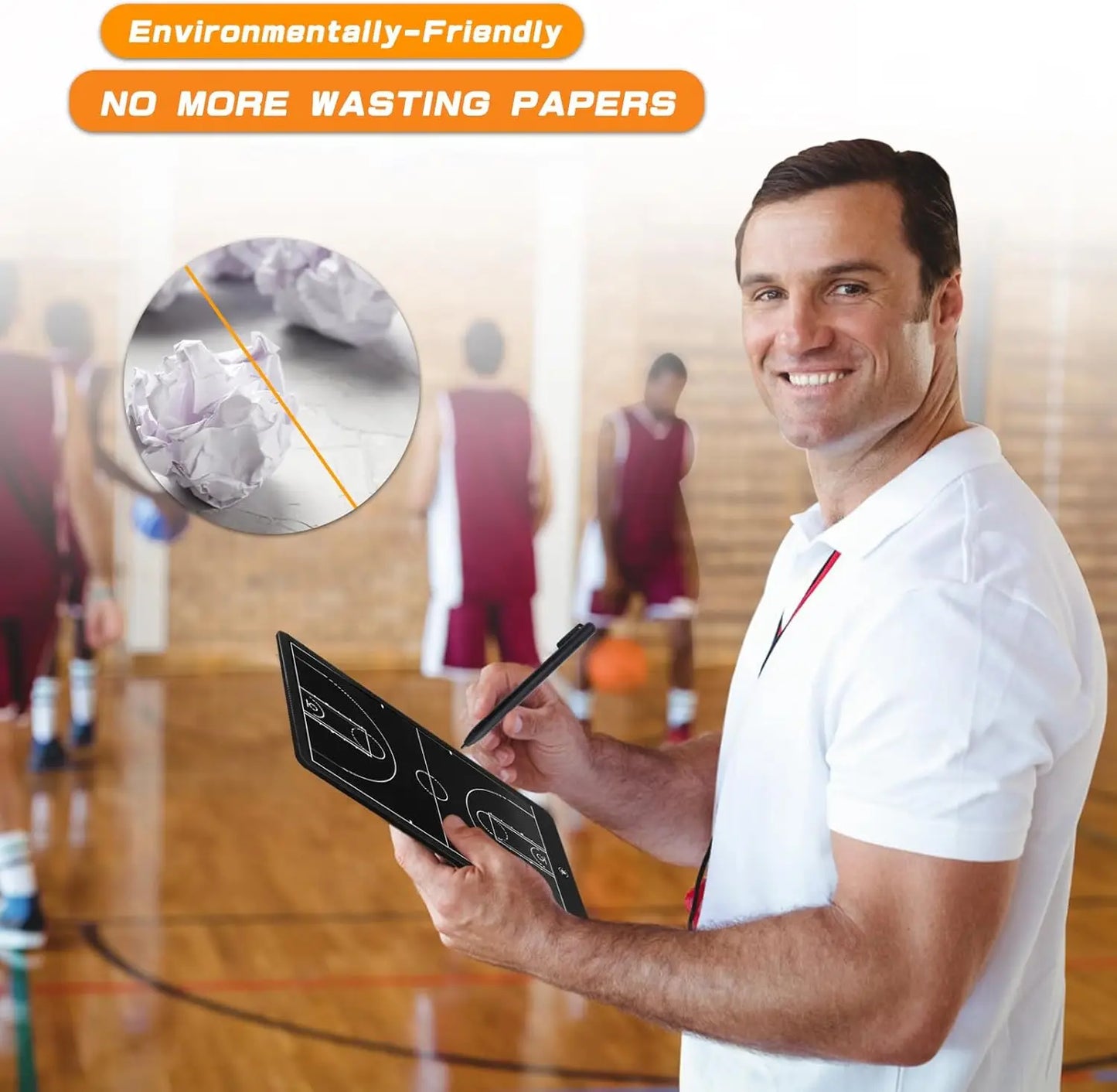 8.5/16' Electronic Basketball Tactics Board Coaching Board Portable Train Digital Strategy Marker Board Used for Sports Training