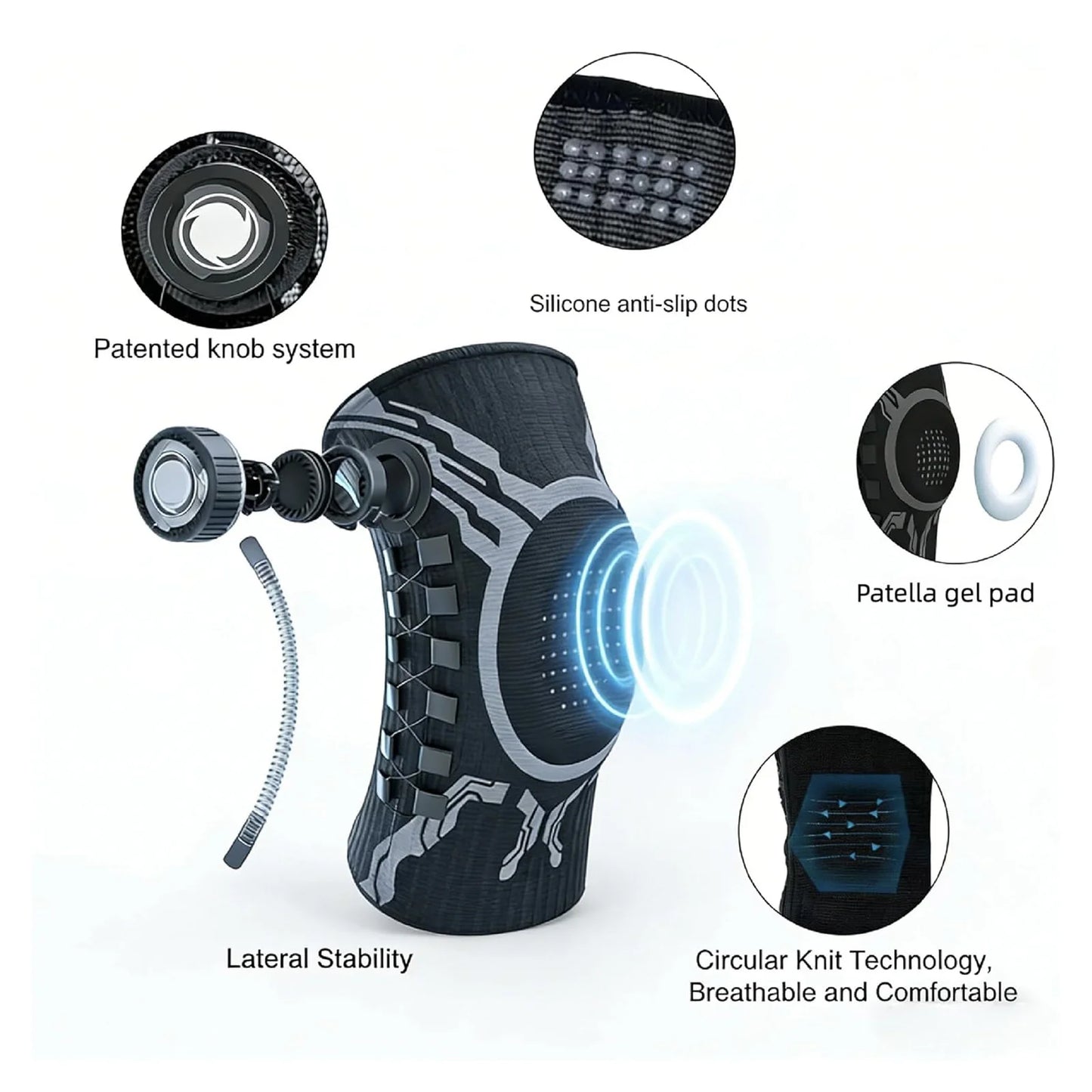Professional Knee Brace Meniscus Joint Support AdjustableUnisex for Men Women Basketball Running Football Badminton Hiking Sport