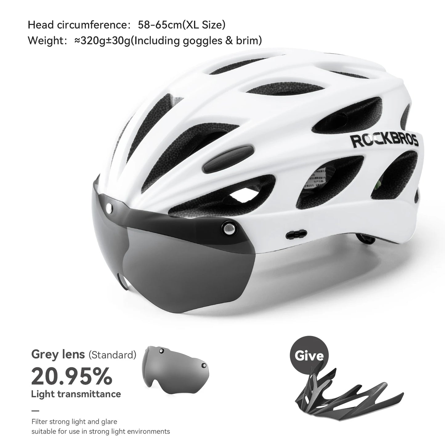 ROCKBROS Cycling Helmet Lightweight Integrated Helmet Head Protection Safety Helmet With Goggles Men Women MTB Road Bike Helmet