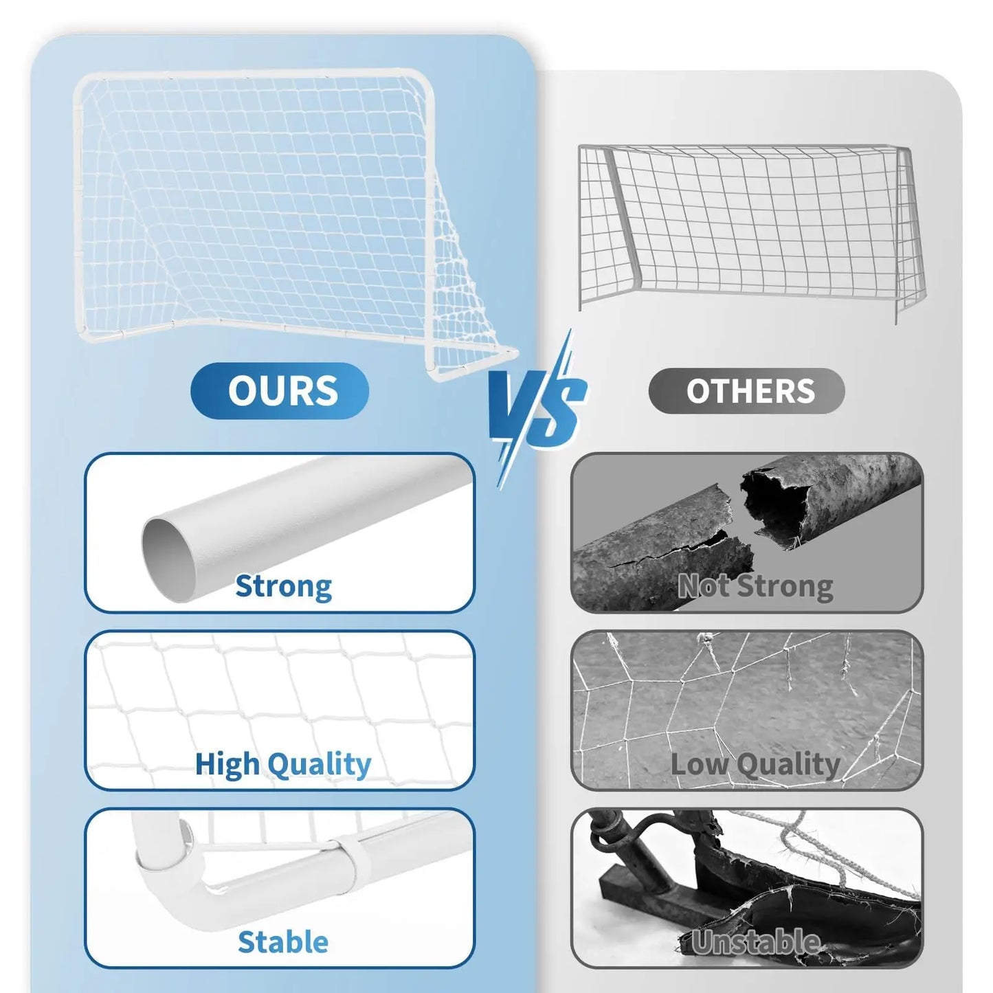 6x4ft Portable Soccer Goal Foldable Backyard Soccer Net Heavy Duty Steel Frame Pop-Up Training Equipment With Carry Bag