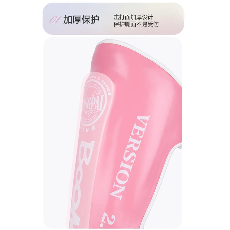 1 Pair High-Quality PU Leather Boxing Shin Guards Ankle Protector MMA Muay Thai Training Leg Warmers Light Kicking Shin Pads