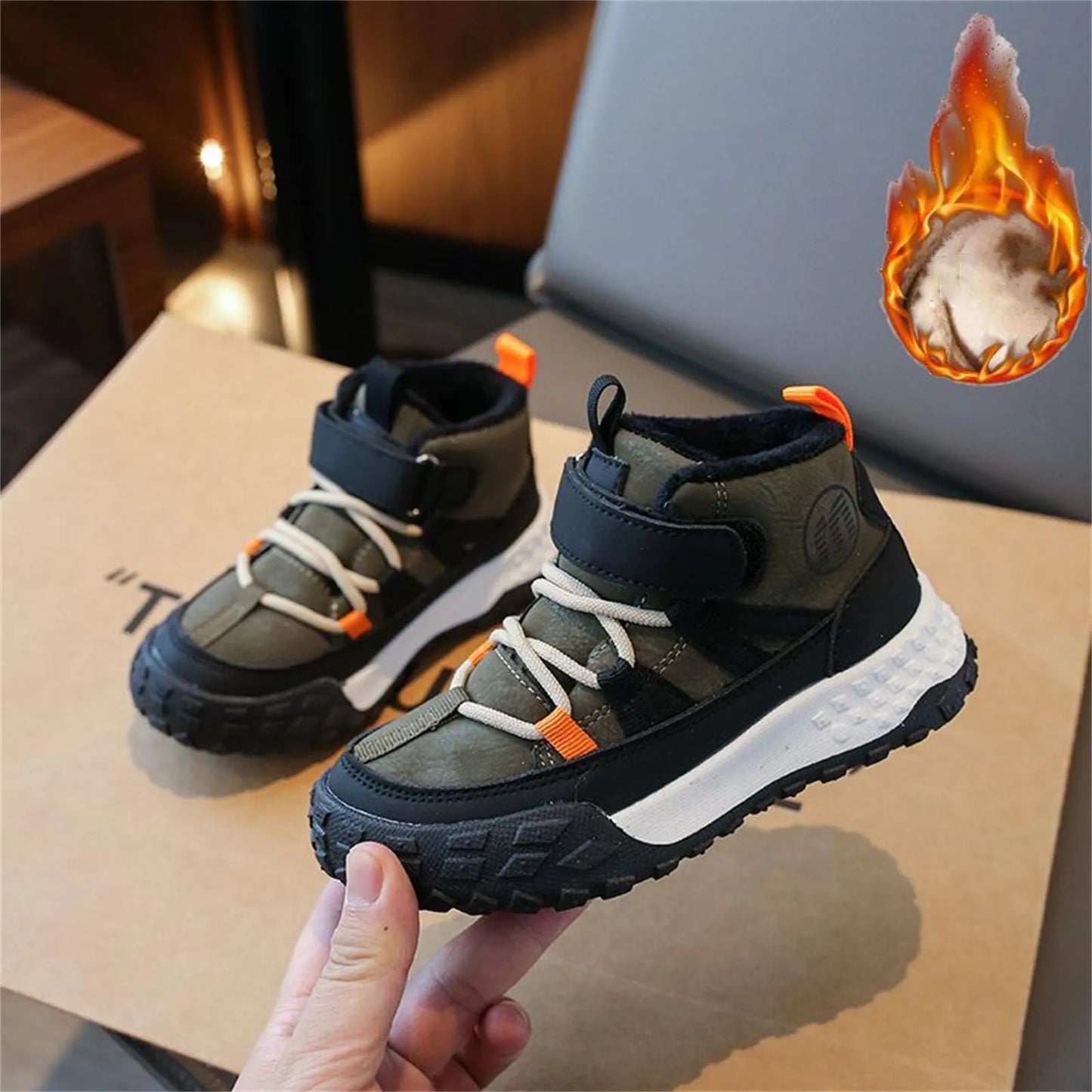 Children's Sports Shoes Winter New Fuzzy Running Shoes Warm Boys And Girls Shoes Court Shoes for Boys