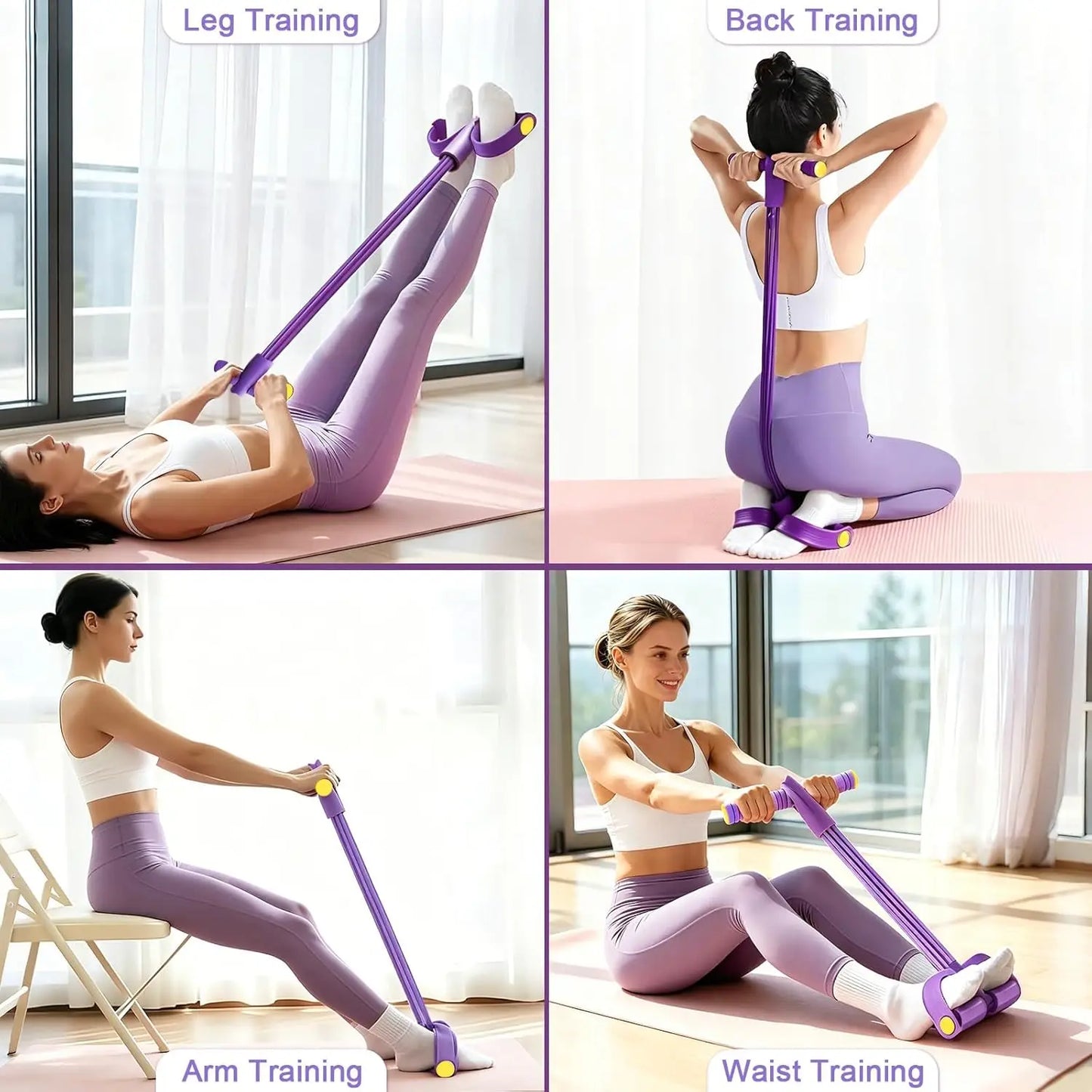4-Tube & 6-Tube Resistance Band Set Multi-Function Tension Rope Yoga Pedal Puller for Gym Fitness And Strength Training Exercises