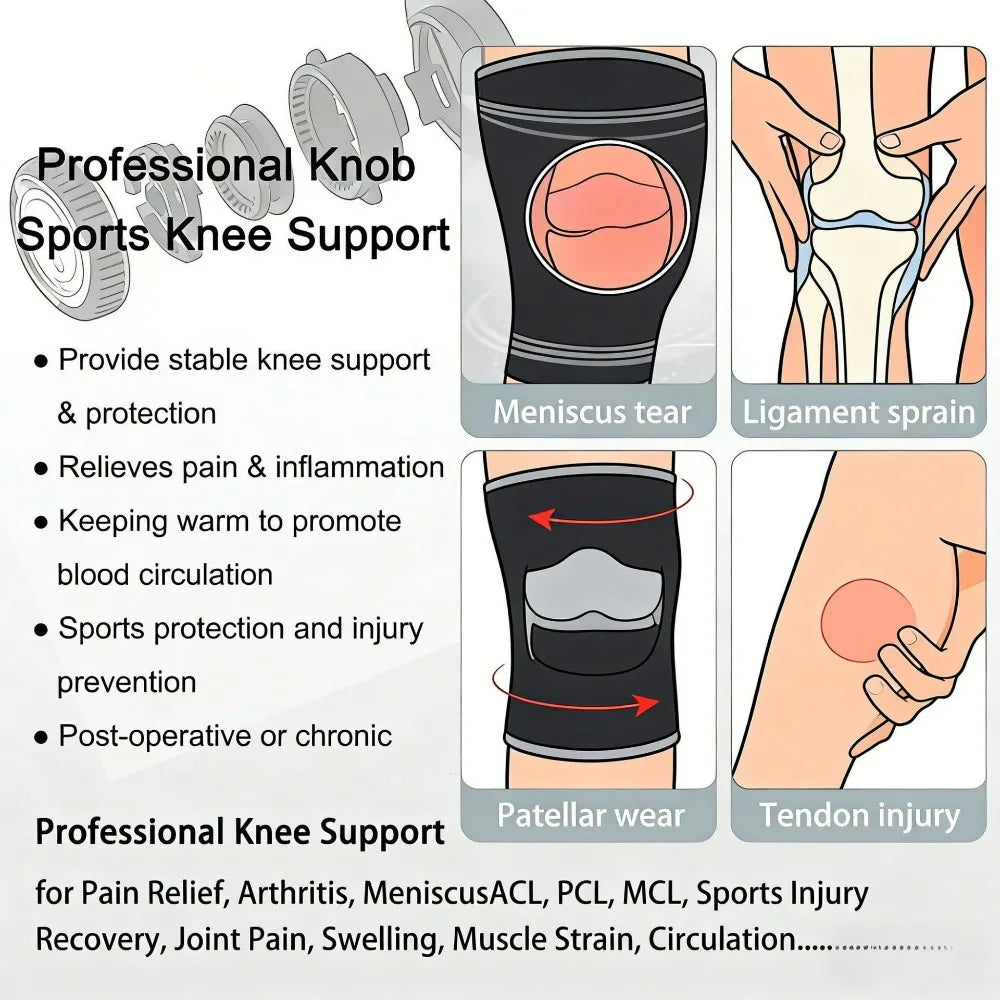 Professional Knee Brace Meniscus Joint Support AdjustableUnisex for Men Women Basketball Running Football Badminton Hiking Sport