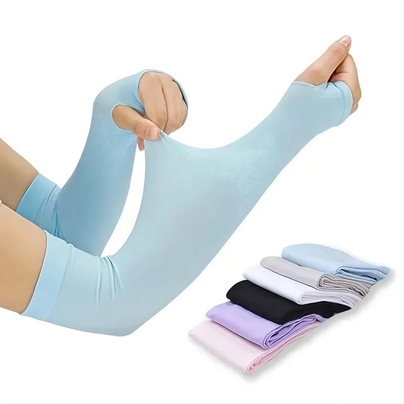 Ice Silk Cool Anti-UV Arm Sleeves Unisex Sun Protection Breathable Covers for Car Driving Motorcycle Cycling