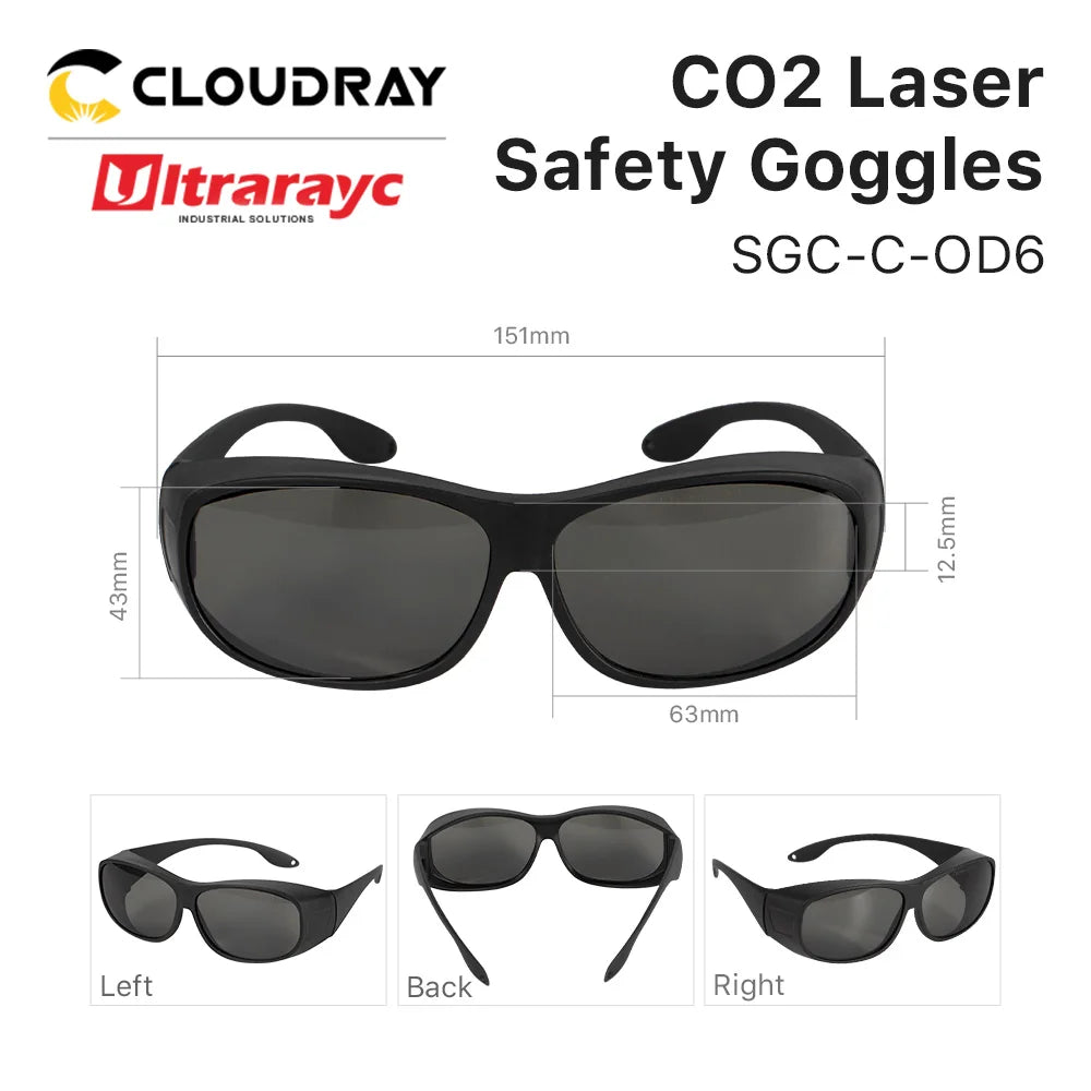 Ultrarayc 10.6um Laser Goggles Laser Safety Glasses Protection Eyewear Protective Glasses Shield for Co2 Engraving Machine