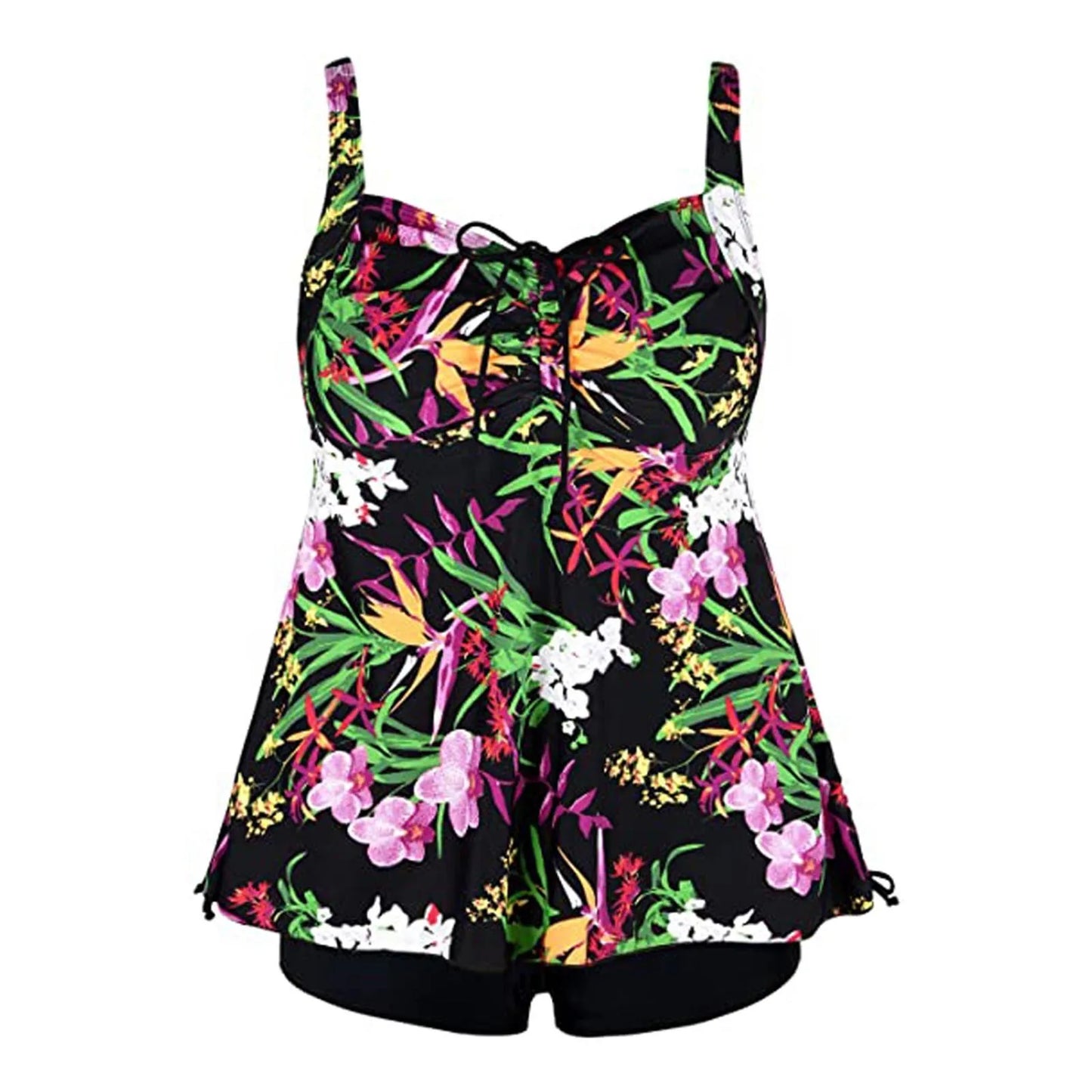 Plus Size Women Swimwear With Boyshorts Two Piece Bathing Suits For Womens Tankini Drawstring Swimsuits Bathing Suit 2024