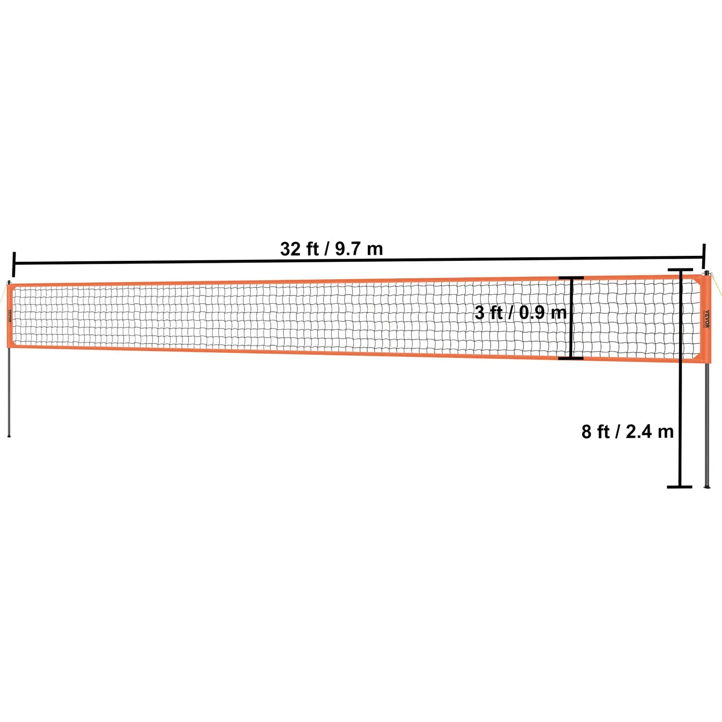 SucceBuy Outdoor Volleyball Net System Adjustable Height Steel Poles W/ PVC Volleyball Pump Carrying Bag for Backyard Beach Lawn